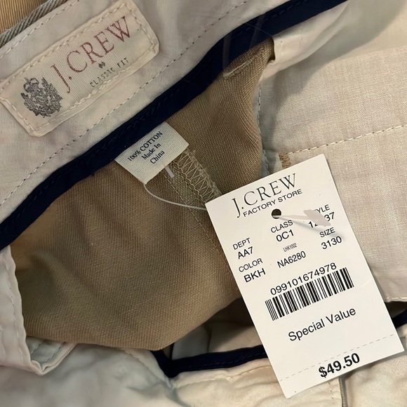 J CREW Size 31W x 30L Flat Front Chino 100% Cotton Comfort Khaki Casual $89 NEW - Picture 9 of 16